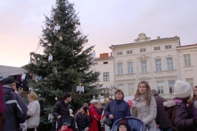 Vánoční strom na místeckém náměstí Svobody. 