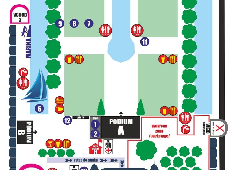 Holešovská Regata 2012 - mapka areálu