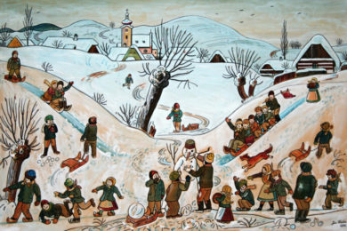 Na výstavě je k vidění například jedinečná Ladova malba na papíře „Zimní radovánky“ z roku 1936.