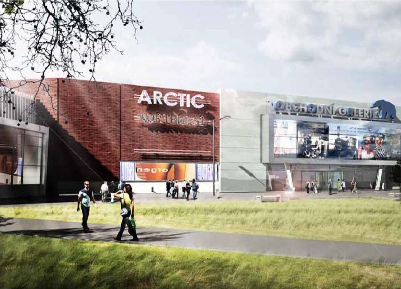 Vizualizace obchodního centra, které vyroste na místě Víceúčelové sportovní haly. 