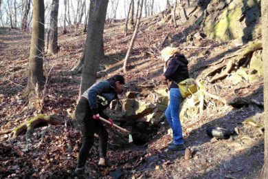 Dobrovolníci uklízeli les v údolí Podhořského potoka.