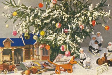 Historická vánoční pohlednice.