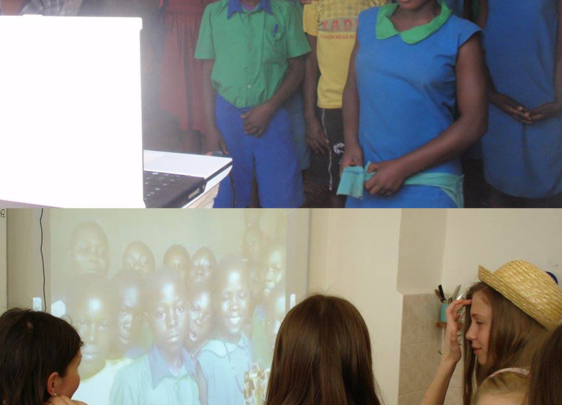 Děti ZŠ Švehlova Praha 10 a internetový přenos se školou v Ugandě v rámci projektu Školy bez hranic