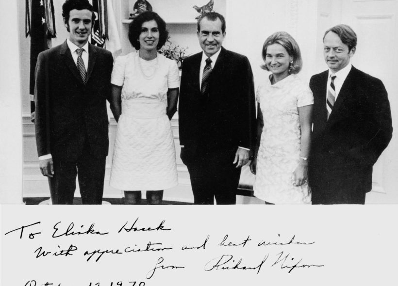 S prezidentem Richardem Nixonem a kolegy z Bílého domu.