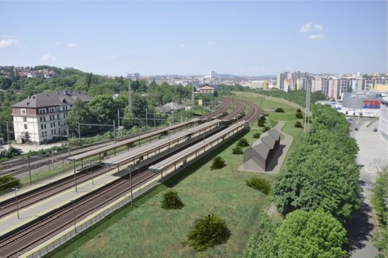 Vizualizace nového mostu u Slavie  Zdroj SŽDC