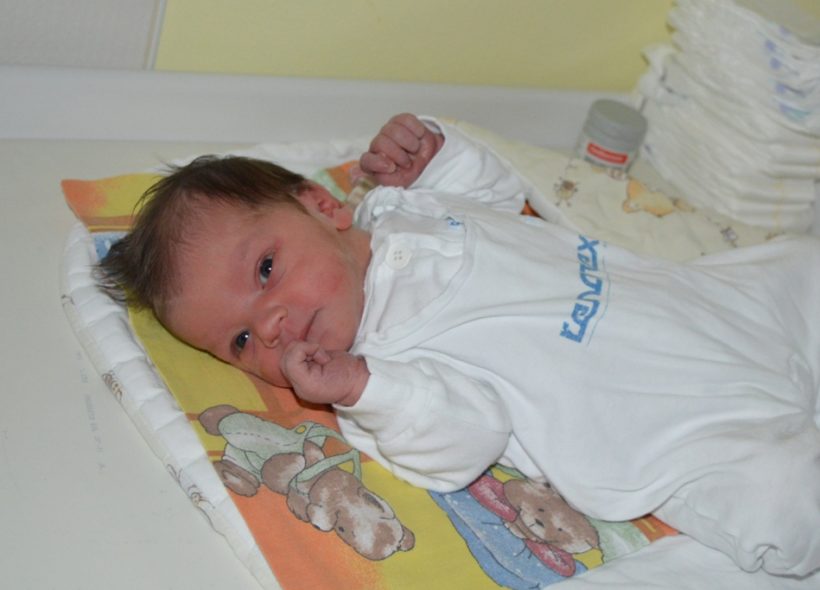 První miminko kraje Jonáš Jurek. Foto: Nemocnice Frýdek-Místek