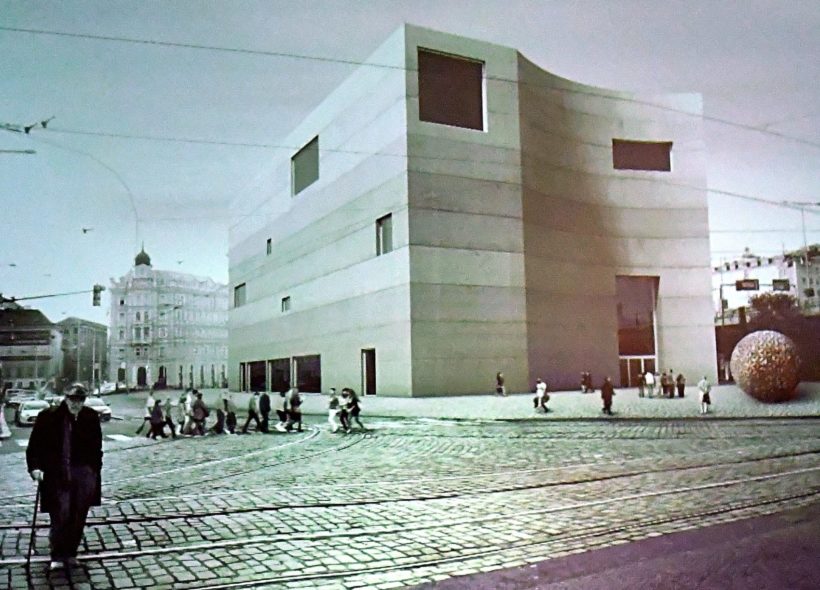 V muzeu uvidíte výstavu se studentskými návrhy na novou budovu na Těšnově. Na snímku návrh  Filipa Bernarda, který studuje architekturu u profesora Vladimíra Lábuse na ČVUT. Repro Naše Praha
