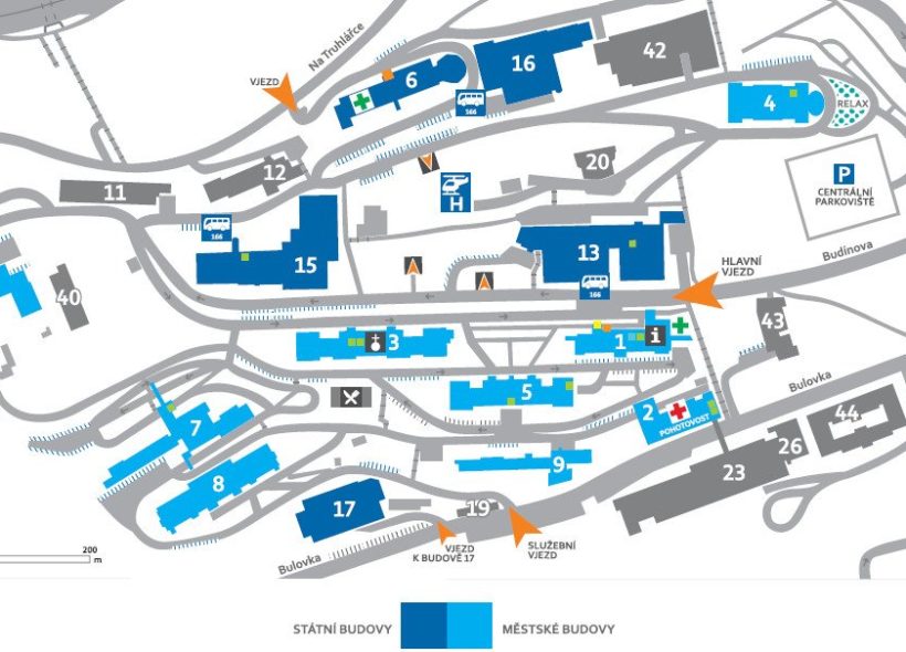 Mapa Nemocnice na Bulovce
