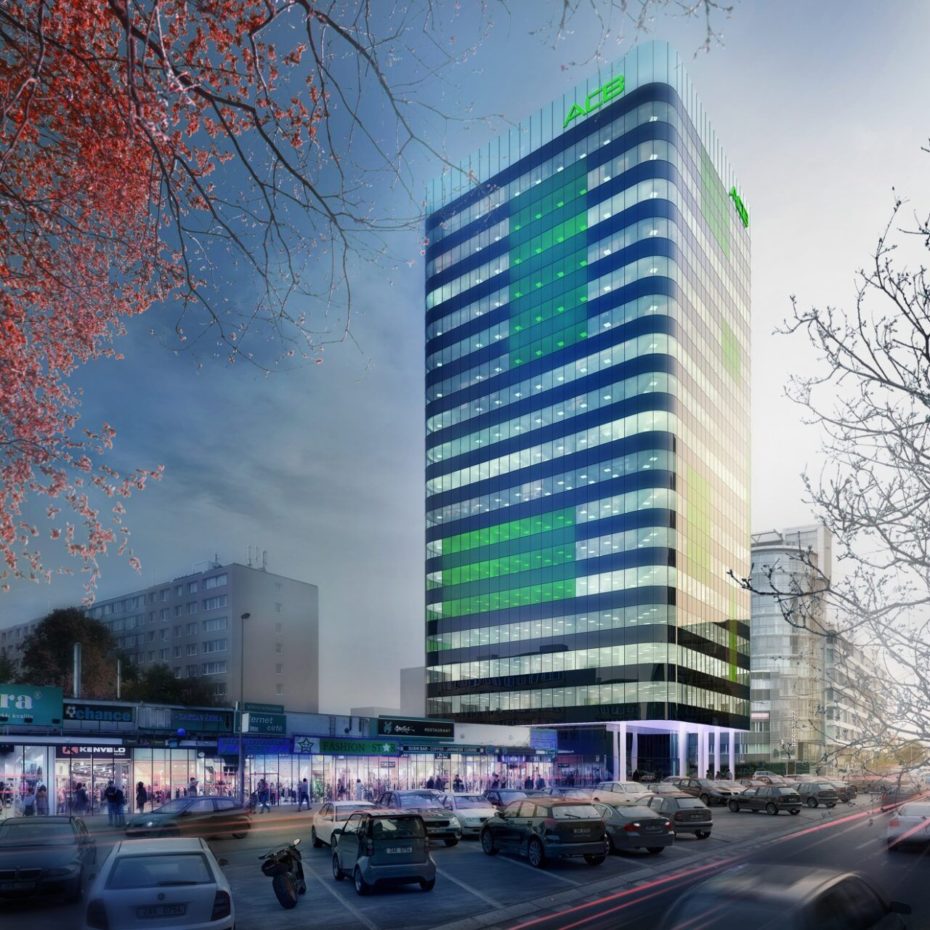 Vizualizace nové výškové budovy nedaleko stanice metra Budějovická.