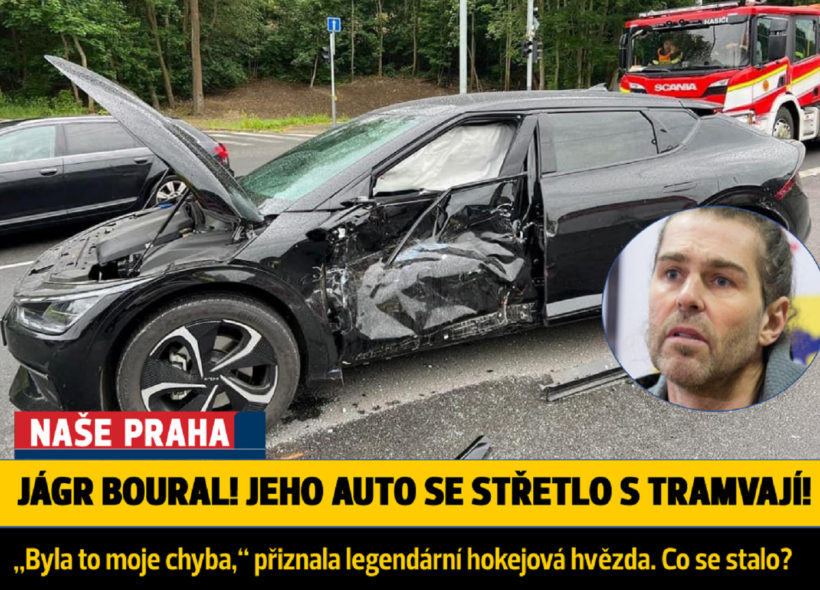 Automobil Jaromíra Jágra po nehodě