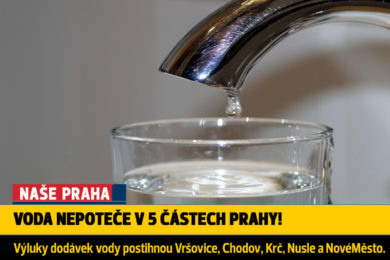Podle Pražských vodovodů a kanalizací omezení dodávky vody od 27. června postihne Vršovice, Chodov, Krč, Nusle a Nové Město..