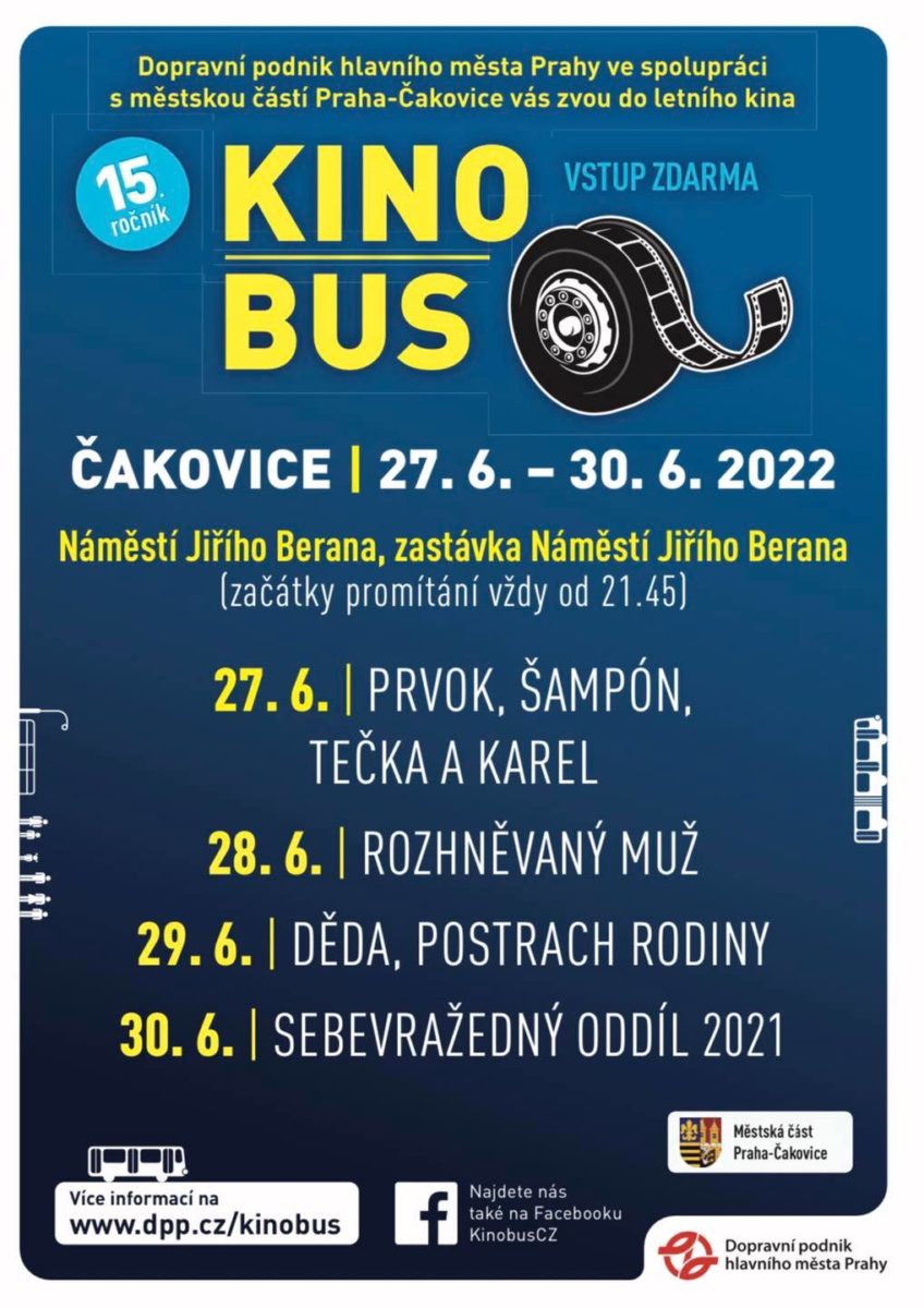 Program Kinobusu bude letos opět pestrý. První zastávkou budou Čakovice.