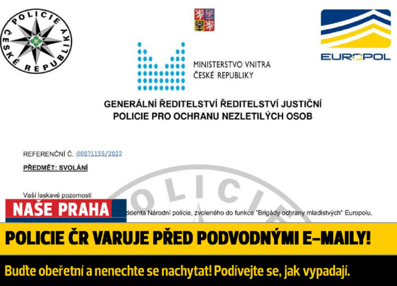 Policie ČR varuje před další vlnou podvodných e-mailů