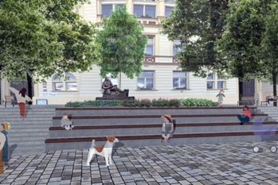 Vizualizace revitalizovaného Nedvědova náměstí podle návrhu architekta Davida Vávry. 