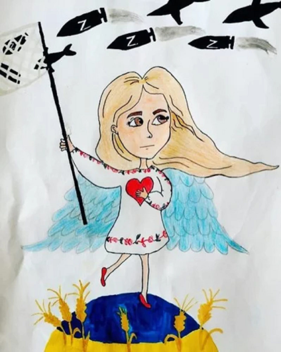 Obrázek namalovala Viktorija, dvanáctiletá holčička ze Lvova.