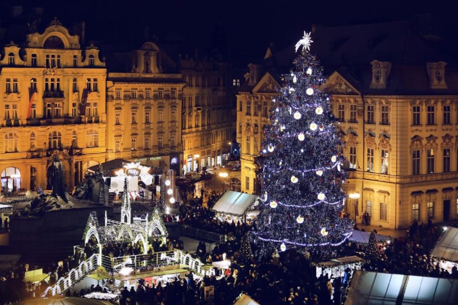 Vánoční strom na Staroměstském náměstí je opět krásný.