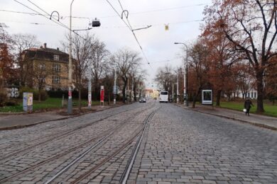 Blíží se rekonstrukce ulice Badeniho včetně tramvajové trati.