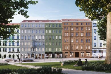 Vizualizace rekonstrukce tří činžovních domů v Seifertově ulici v Praze 3