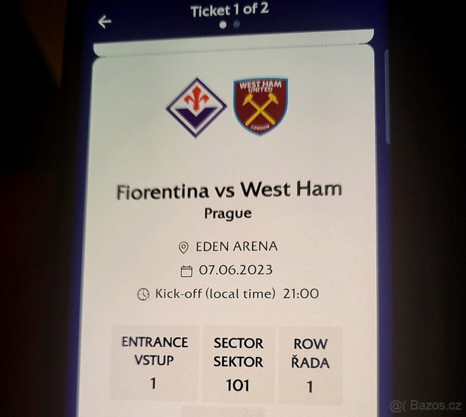 Vysněný lístek na večerní utkání West Ham/Fiorentina. Zájem je obrovský. Stadion v Edenu má totiž kapacitu pouze 19.370 diváků, to je žalostně málo. 