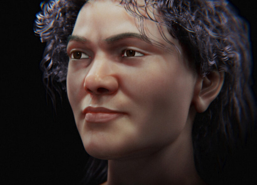 Tvář ženy, která žila před 45 tisíci lety na Zlatém koni u Koněprus.