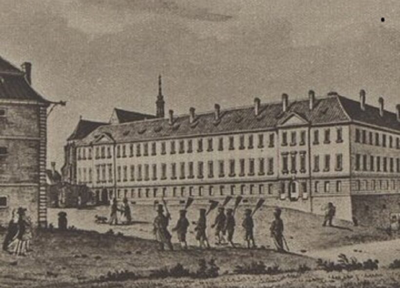 Historická budova knihovny na konci 19. století.