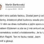 Novinář Reflexu potvrdil, že mu Jirásková uštědřila políček. 