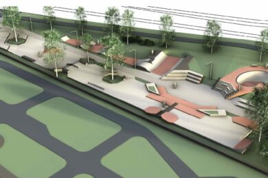 Skatepark tvoří více propojených ploch, které kombinují streetové překážky bazénové nebo rádiusové překážky.