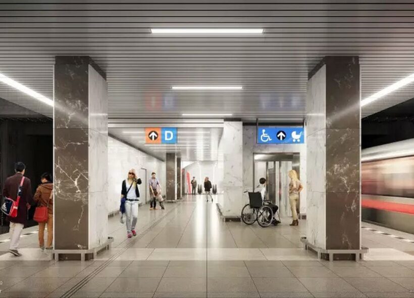 Vizualizace budoucí přestupné stanice metra C a D - Pankrác.