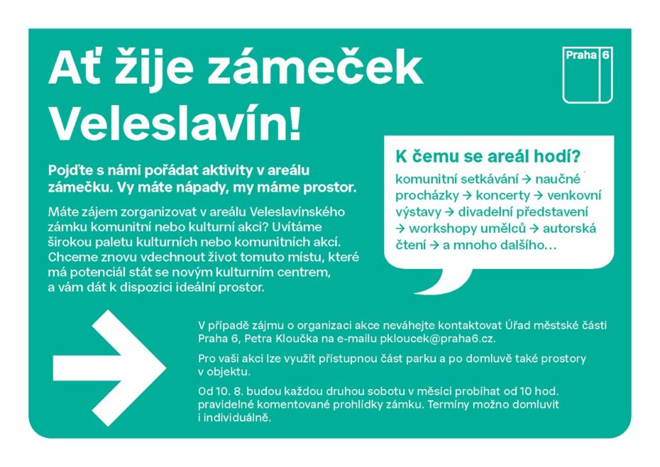 Informace o možném využití areálu zámku V eleslavín.