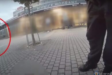 Mladý agresivní opilec  neuposlechl strážníky, tak musel být zpacifkován. 