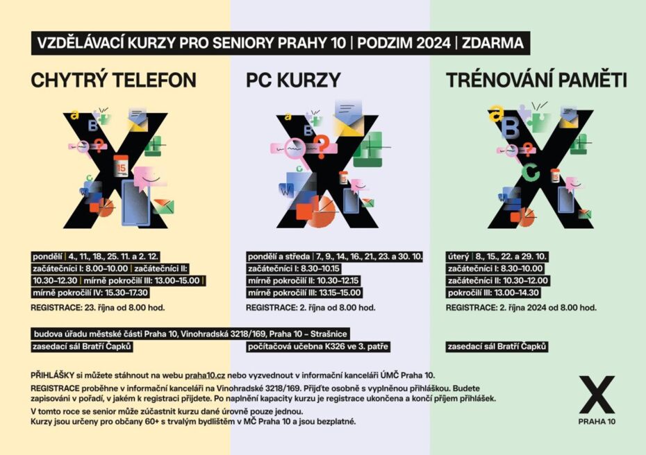 Přehled podzimních kurzů pro seniory z Prahy 10.