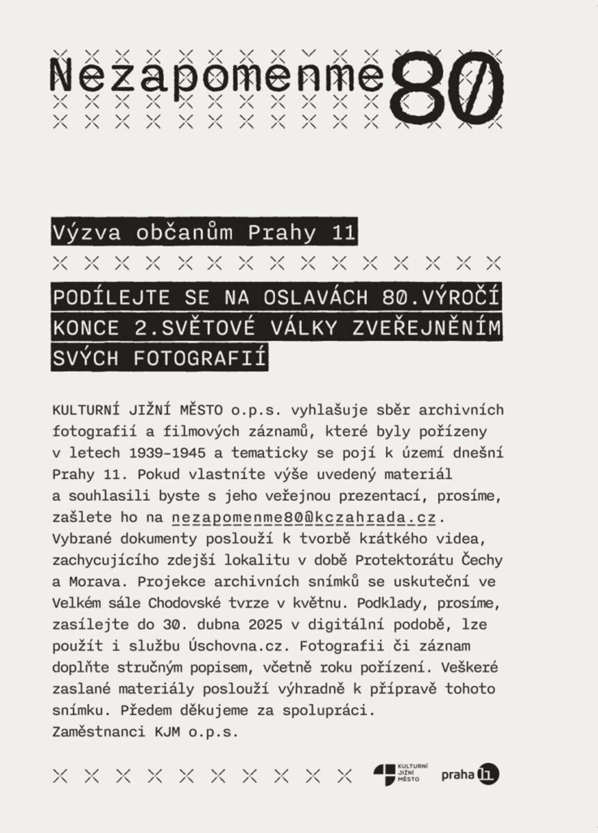 I vy můžete zaslat válečnou fotografii Prahy 11, a tím pomoct informovat o historii této pražské městské části. 