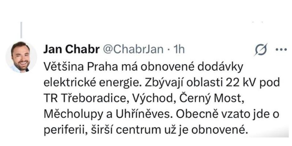 Vyjádření Jana Chabra, předsedy Výboru pro energetiku hlavního města Prahy na síti X.