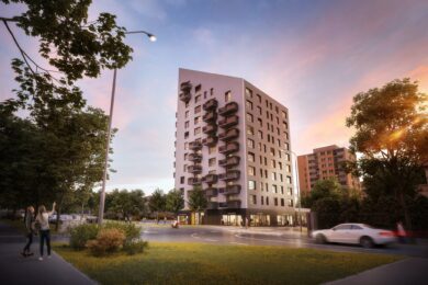 Moderní 14 patrový bytový dům nabídne celkem 77 bytů .