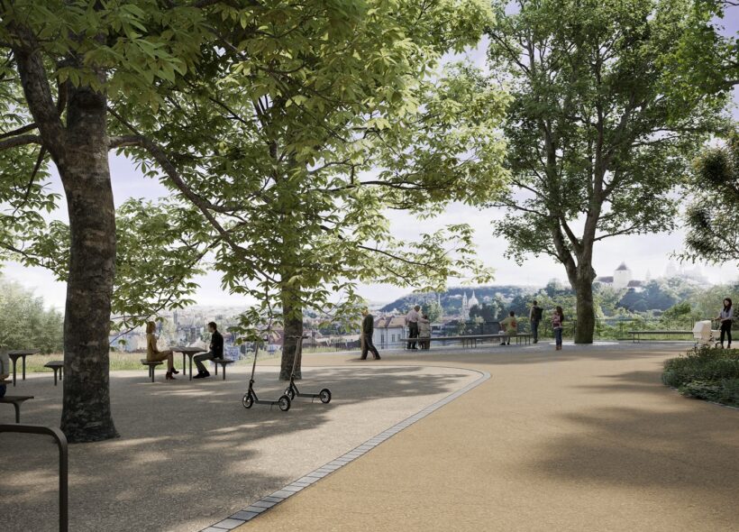 Vizualizace Chodkových sadů po revitalizaci.