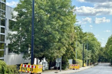 Nové stožáry pro trolejbusy.