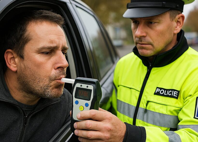 Ilustrační moment silniční kontroly. Odborníci upozorňují, že bez fyzických bariér a moderního dohledu zůstává jízda pod vlivem alkoholu či drog reálným rizikem.