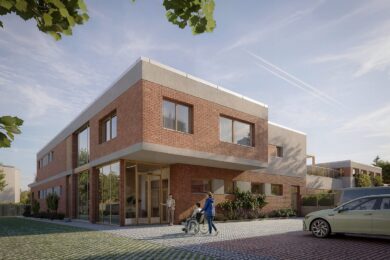 Vizualizace plánovaného denního stacionáře v areálu MŠ Chmelová na Zahradním Městě.