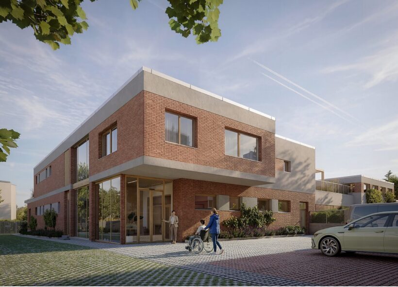 Vizualizace plánovaného denního stacionáře v areálu MŠ Chmelová na Zahradním Městě.