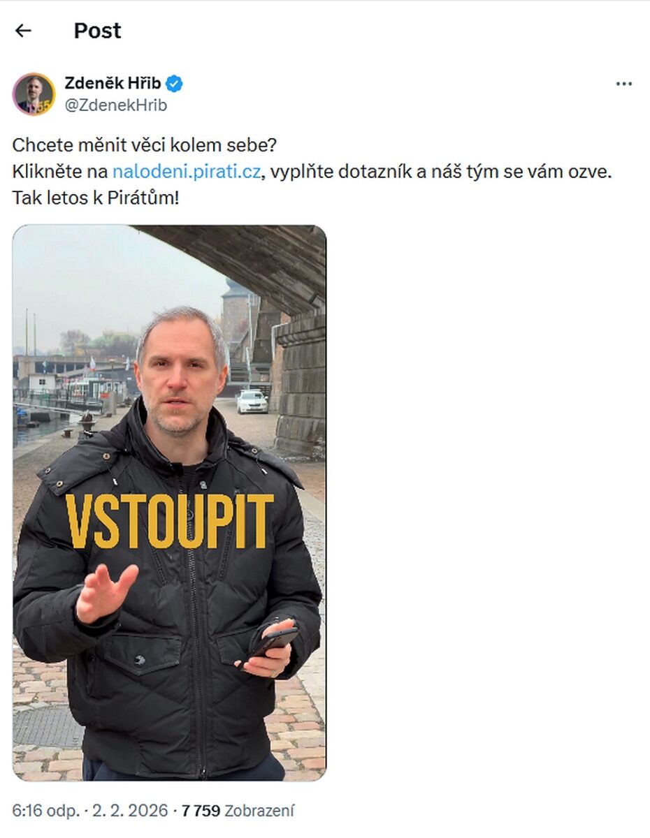 Ukázka otevřeného náboru na platformě X. Příspěvek Zdeňka Hřiba ilustruje, jak se sociální sítě stávají nástrojem pro hledání kandidátů.