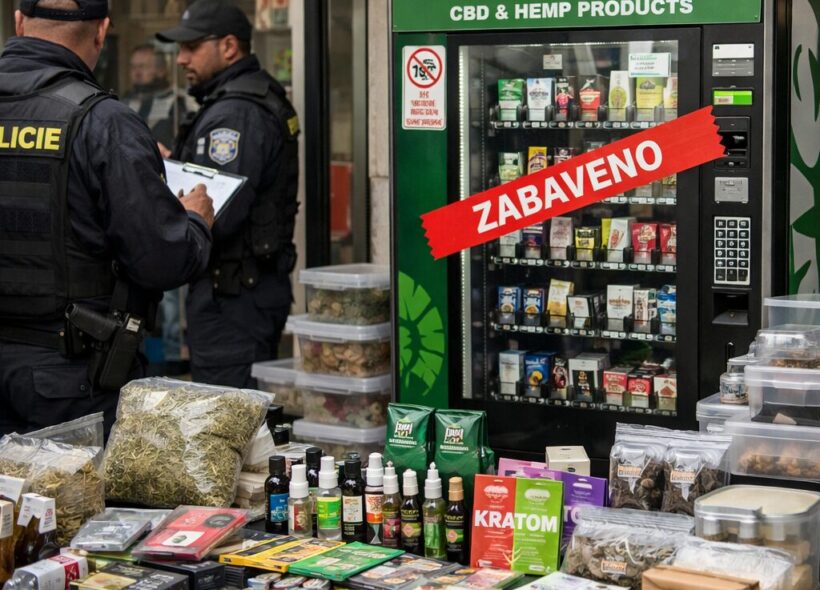 Policie při akci Korund zabavila desítky tisíc produktů z automatů a obchodů s CBD a kratomem. Zásah mířil na nelegální prodej látek dostupných dětem i mladistvým.