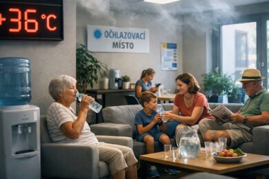 Obyvatelé Prahy 3 mohou využít klimatizované prostory, které městská část otevřela v době extrémních veder. V místnosti s označením „Ochlazovací místo“ si senioři i rodiče s dětmi doplňují tekutiny, odpočívají a sledují informace o aktuální teplotě venku.