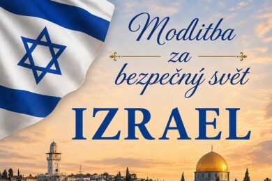 Izraelská vlajka nad panoramatem Jeruzaléma připomíná zářijový barrandovský měsíc Modlitby za bezpečný svět, věnovaný Izraeli.