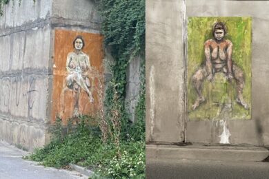 Ženu vlevo najdete v Radlické ulici, druhou ženu u stanice Želivského.
