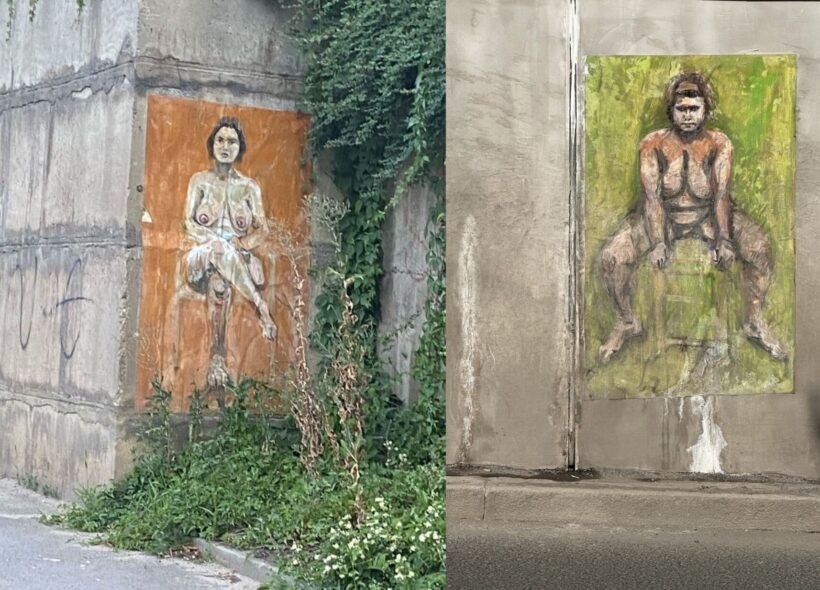 Ženu vlevo najdete v Radlické ulici, druhou ženu u stanice Želivského.