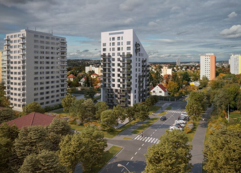 Součástí projektu je parter s prostory pro obchody a služby.
