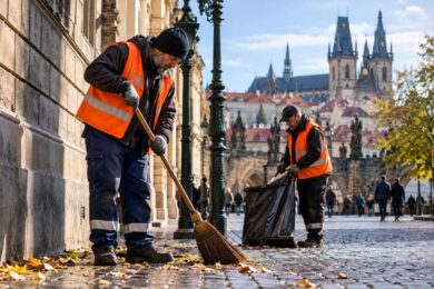 Úklid veřejných prostranství v centru Prahy pomáhá udržovat čistší ulice a zároveň nabízí lidem bez domova příležitost získávat pracovní návyky. Praha 1 tento způsob sociální pomoci podporuje už od roku 2008.